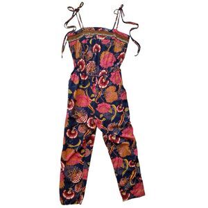 JAASE Colorful Lightweight Embroidered Floral Tropical Jumpsuit Size Small